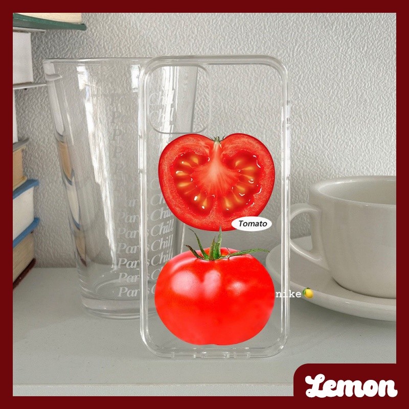 Lemon - เคสโทรศัพท์มือถือแบบใส ลายมะเขือเทศ สไตล์เกาหลี เรียบง่าย สําหรับ 14pro 14promax 13 13pro 13promax 11 12 12pro 12promax XR XSMAX 7P 8P