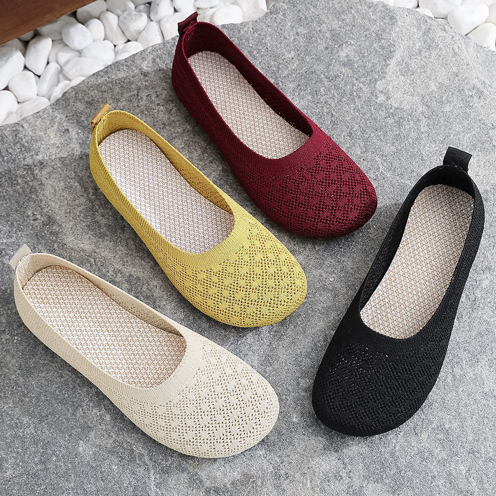 ฤดูร้อนเก่าปักกิ่งผ้ารองเท้าผู้หญิงรองเท้าตาข่ายนุ่มsoled Peasรองเท้าทํางานSoft-Soledรองเท้าSuper Softสบายรองเท้าบาง
