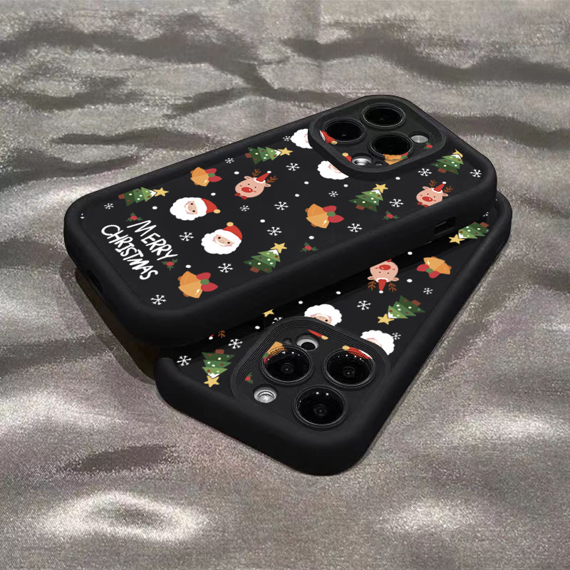 ปลอกสําหรับiphone 16 15 14 13 12 11 Pro Max XR X XS Max 7 8 14 15 16 Plus SE2 Mini Santa Claus Christmas Tree Elk Snowกันกระแทกซิลิโคนนุ่ม