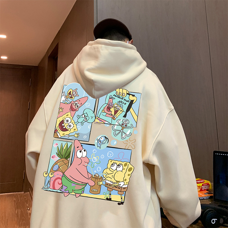 ผู้ชายวินเทจ สพันจ์บ็อบ ขนาดใหญ่พิเศษ ถนนแฟชั่นสูง คู่รัก เสื้อกันหนาว มีฮู้ด เสื้อฮู้ด เนื้อผ้าดี นุ่ม อุ่น ใส่สบายดี