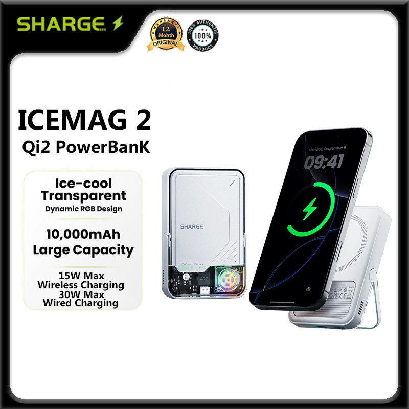 Sharge ICEMAG 2 Qi2 10000mAh Magnetic Power Bank พร้อม Active Cooling Battery Pack 30W Max แบบพกพา P