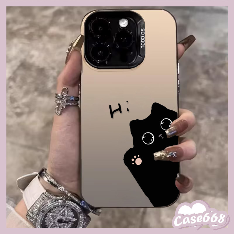 แมวดำตลกน่ารักนุ่มนุ่ม เคสiPhone 11 16 15 13 12 14 Pro Max 7Plus 16Plus XR X XS Max 16 15 14 7 8 6 6s Plus SE 2020