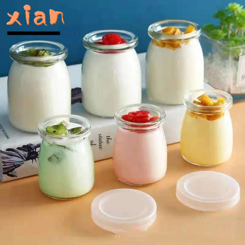 Xianen โถพุดดิ้ง 1 ชิ้น, ถ้วยเก็บของทนอุณหภูมิสูง​S ขวดแก้ว, 100ML 150ML 200ML Wishing ขวดพร้อมฝาปิดโยเกิร์ตคอนเทนเนอร์งานแต่งงานโปรดปรานอาหารเด็กขนมหวาน