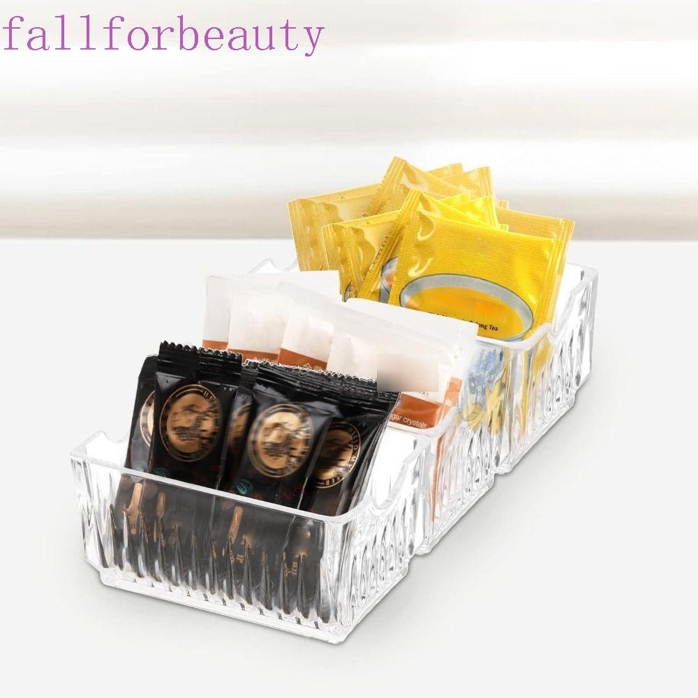 Fallforbeauty ที่ใส่ซองน้ําตาล, ที่ใส่ถุงชาใสอะคริลิค, มัลติฟังก์ชั่นสี่เหลี่ยมผืนผ้า Anti-fall Swee