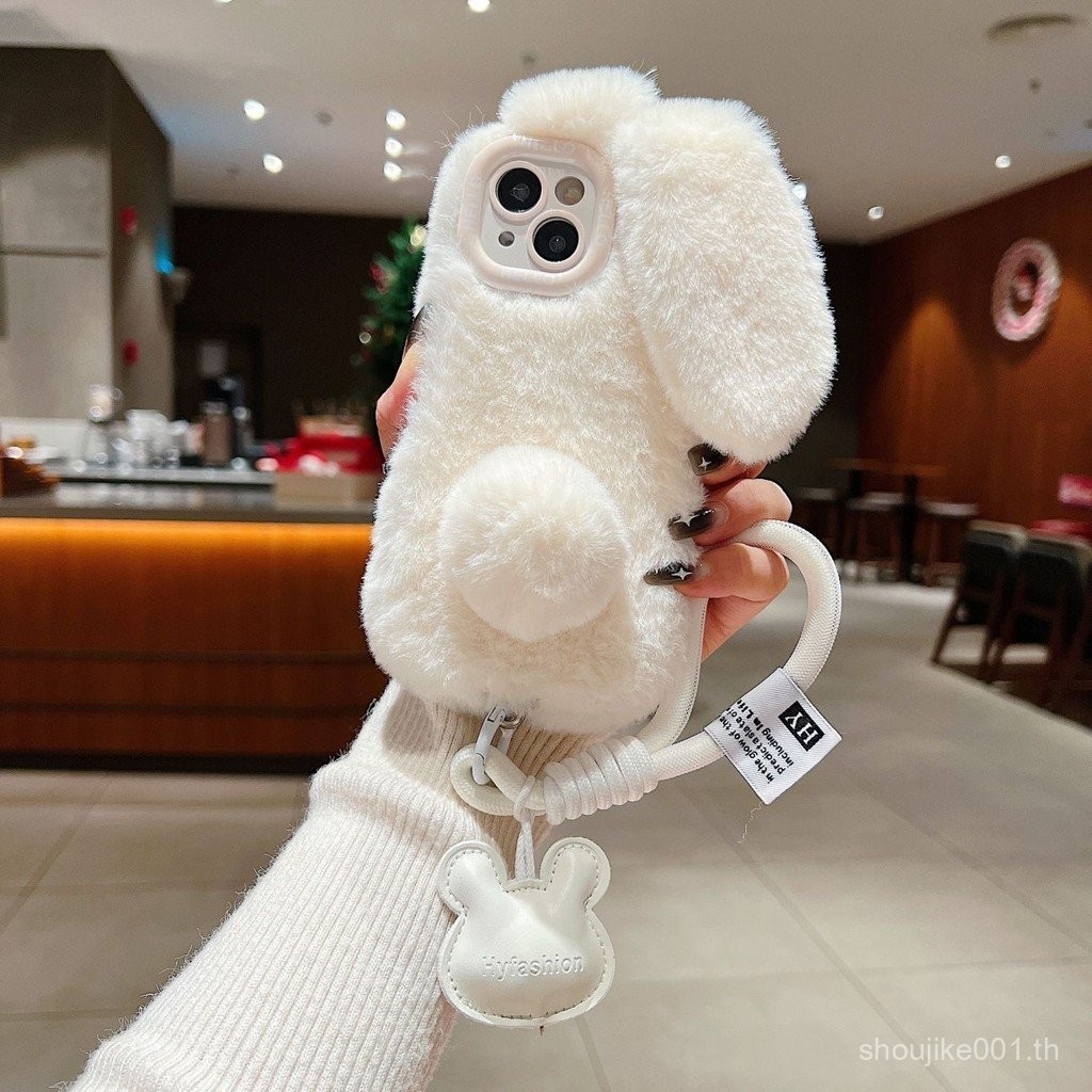 เคสมือถือตุ๊กตา14กระต่ายน่ารักหูใหญ่12เหมาะสำหรับใช้/13สไตล์ INS มูลค่าสูง iphone16promax กระต่าย1euz
