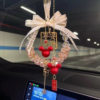 กระจกมองหลังรถยนต์ตกแต่งคริสตัลโชคดีสันติภาพจี้สําหรับอุปกรณ…