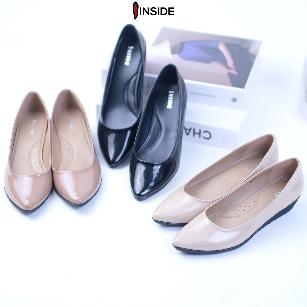 INSIDE Rafaella Wedges 3 ซม.ผู้หญิงรองเท้า Wedges Glossy Wedges รองเท้าสํานักงานผู้หญิง