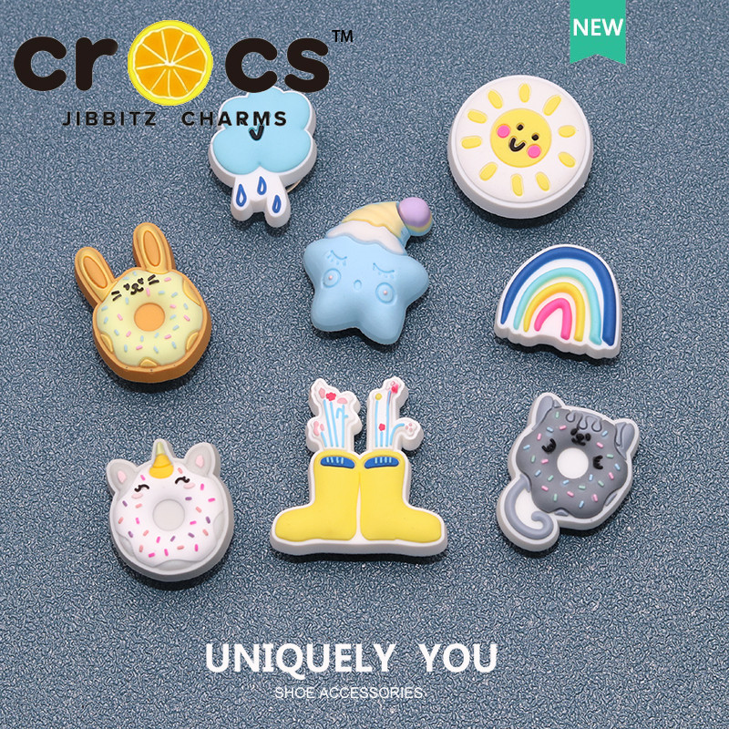 Jibbitz crocs charms รองเท้าหัวเข็มขัดรูอุปกรณ์เสริมอาหารการ์ตูนการแสดงออกทางสภาพอากาศรองเท้าแฟชั่นอุปกรณ์เสริม