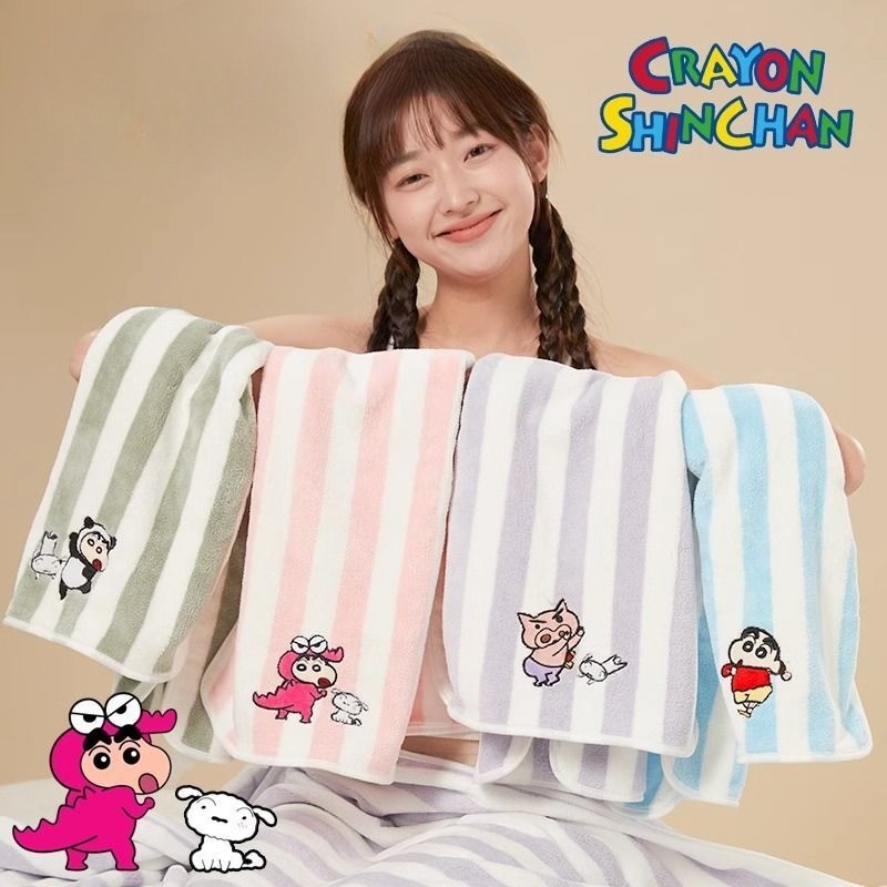 Crayon Shin-Chan ผ้าขนหนู Kawaii อะนิเมะน่ารักผ้าเช็ดตัวชุด Water Uptake แห้งเร็วเด็กการ์ตูนล้างหน้าผ้าเช็ดตัว