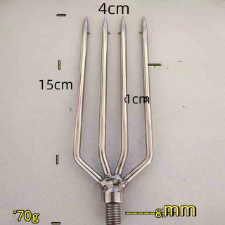 เหล็กกล้าไร้สนิม harpoon rod ทำด้วยมือบริสุทธิ์เหล็กหนามแบบพับเก็บได้ส้อมปลาไหลสีเหลืองอึ่งปลาฉมวกหัว Loach ส้อมเสากล้อง