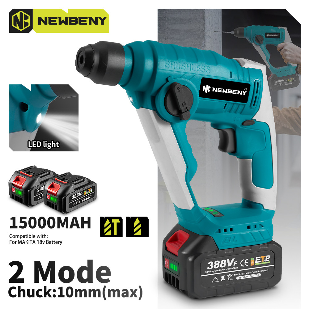 MAKITA ใหม่บีนนี่ค้อนไฟฟ้าไร้แปรง10มิลลิเมตรสว่านไขควงไร้สายโรตารีค้อนสว่านกระแทกเครื่องมือไฟฟ้าสําหรับ ดู 18โวลต์แบตเตอรี่