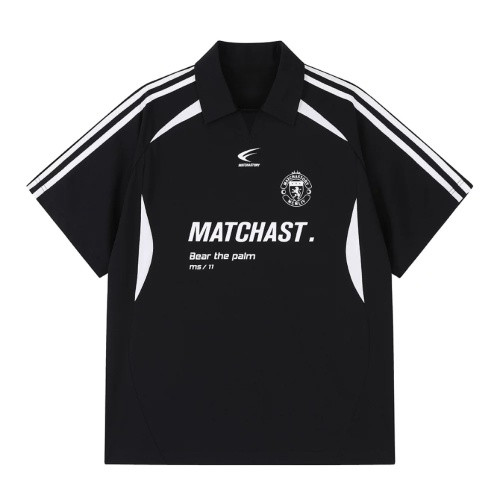 BECoolMan-เสื้อโปโลปกฮิปฮอปคู่รัก  เสื้อยืดทรงหลวมสไตล์ย้อนยุค  ชุดแข่ง ยอดนิยม ขยายใหญ่  กีฬาแมทช์ง่าย