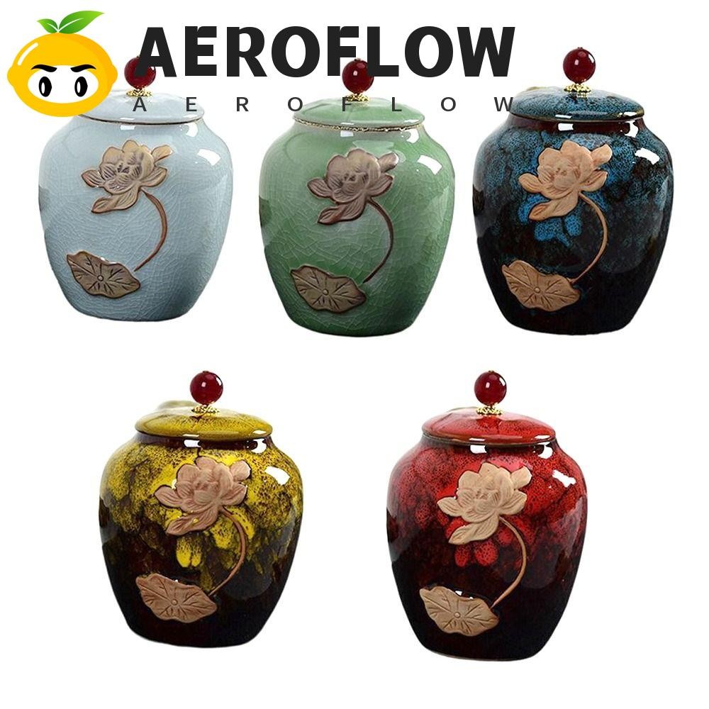 Aeroflow โถชา, เซรามิควินเทจกระป๋องกาแฟ, ทนทาน Damp-Proof พร้อมฝาปิด Porcelain ภาชนะเก็บอาหารตกแต่งบ้าน