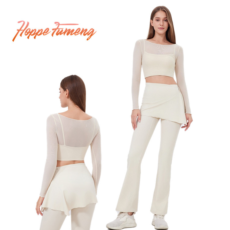 Hope Fumengชุดเดียวของผู้หญิงเสื้อแขนยาวและกางเกงเอวสูงสําหรับสวมใส่กีฬา