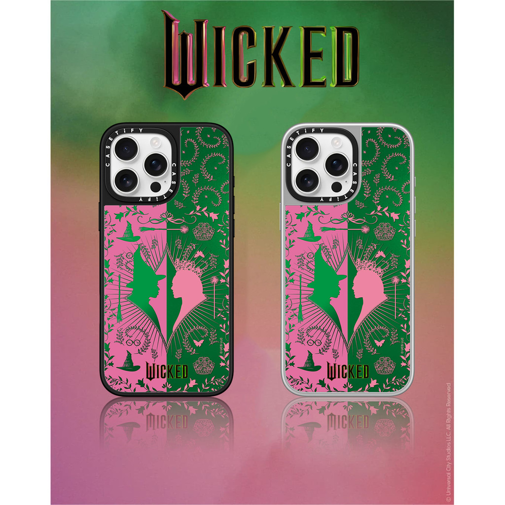 CASECASE X Wicked Elphaba และ Glinda Symmetry Portrait Case Magic Pattern Case แม่เหล็กดูด Black & S