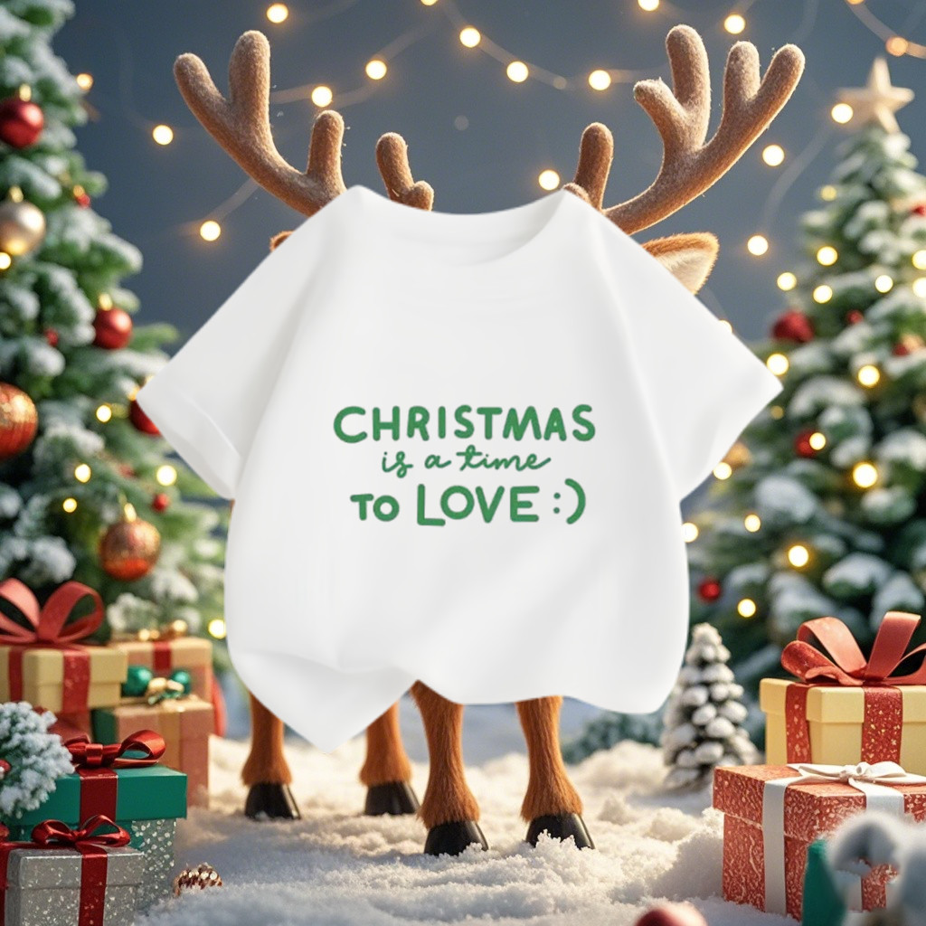 (จัดส่งตลอด 24 ชั่วโมง)KIDS PRINCESS เสื้อยืด Merry Christmas เสื้อยืดคริสต์มาสเด็กแขนสั้น สีแดงน่ารัก S1203