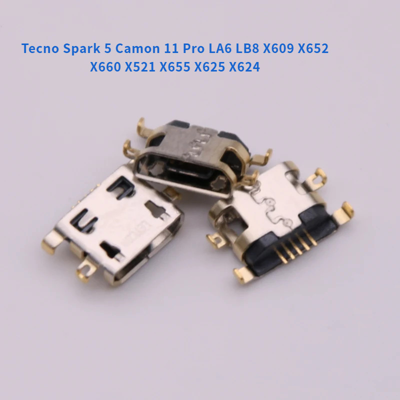 10-50pcs USB Charger แท่นชาร์จพอร์ตปลั๊กสําหรับ Tecno Spark 5 Camon 11 Pro LA6 LB8 X609 X652 X660 X5