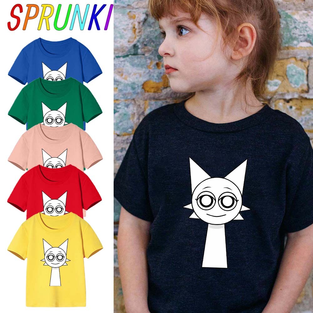 Incredibox Sprunki การ์ตูนพิมพ์เด็กสบายๆเสื้อยืดชายหญิง Crewneck แขนสั้น Top เด็ก T เสื้อ