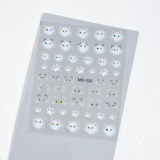 สติ๊กเกอร์ติดเล็บแมวน่ารักแมวสีขาวน้อยไล่โทนสีคิตตี้การ์ตูนโบว์กรงเล็บแมวพร้อมกาวด้านหลังสติกเกอร์ตกแต่งเล็บสติ๊กเกอร์ ทําเอง