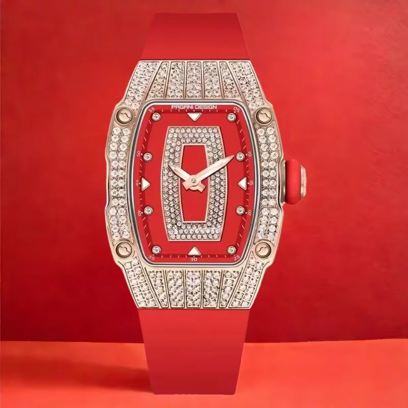 PAGANI DESIGN เดิม 31 มิลลิเมตรผู้หญิงนาฬิกาควอตซ์กรณีเพชรของขวัญที่ละเอียดอ่อนไพลินแก้วกันน้ำ 100 เ