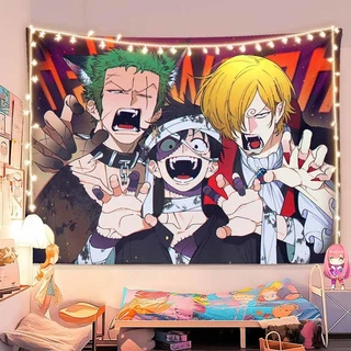 จัดส่งจากไทย] ผ้าพื้นหลัง Agirl One Piece ผ้าแขวนผนังอนิเมะ Luffy สองมิติ ผ้าตกแต่งผนังห้องนอนนักเรียน