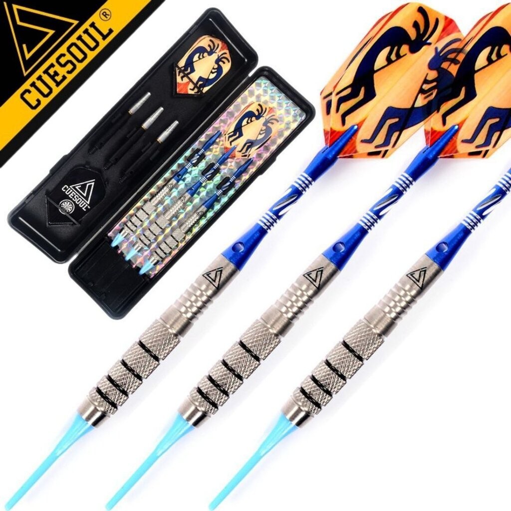 ลูกดอกปาเป้า CUESOUL Tungsten Soft Darts / Yellow-Blue Slim Flight 16g