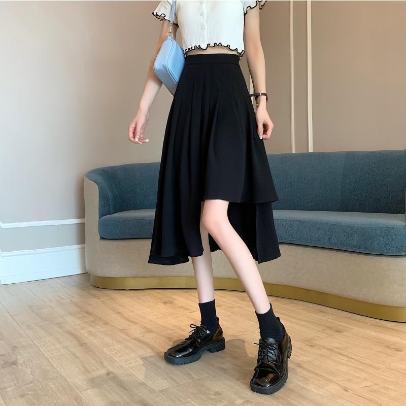 纯棉秋冬半身裙女2025春夏新款ลักษณะระดับปริญญาตรี计感高腰显瘦中长裙子Hiddenเป้าจีบกระโปรงทรงเอสําหรับผู้หญิงในฤดูใบไม้ผลิ 2