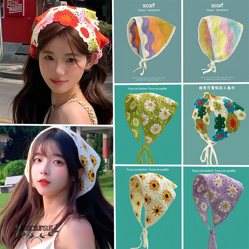 Basic swimsuit แฟชั่น ที่คาดผม ถัก ผ้าโพกผมสามเหลี่ยม มีหลายสิบสไตล์ สไตล์ที่แตกต่าง ลายดอกไม้ ผลไม้
