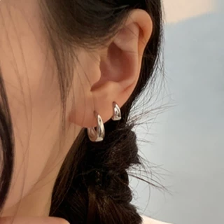 Roselife 1 คู่ 14k Gold Glossy Chunky Droplet Hoop ต่างหูสําหรับผู้หญิงแฟชั่น Pirced หูวงกลมเครื่องประดับ