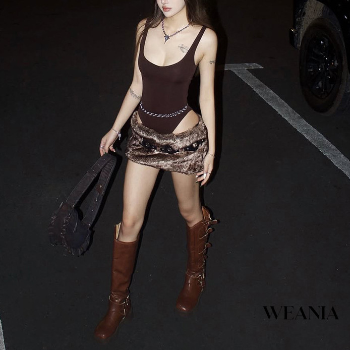 Weania Street Fashion บอดี้สูทแขนกุด U-Neck Suspender
