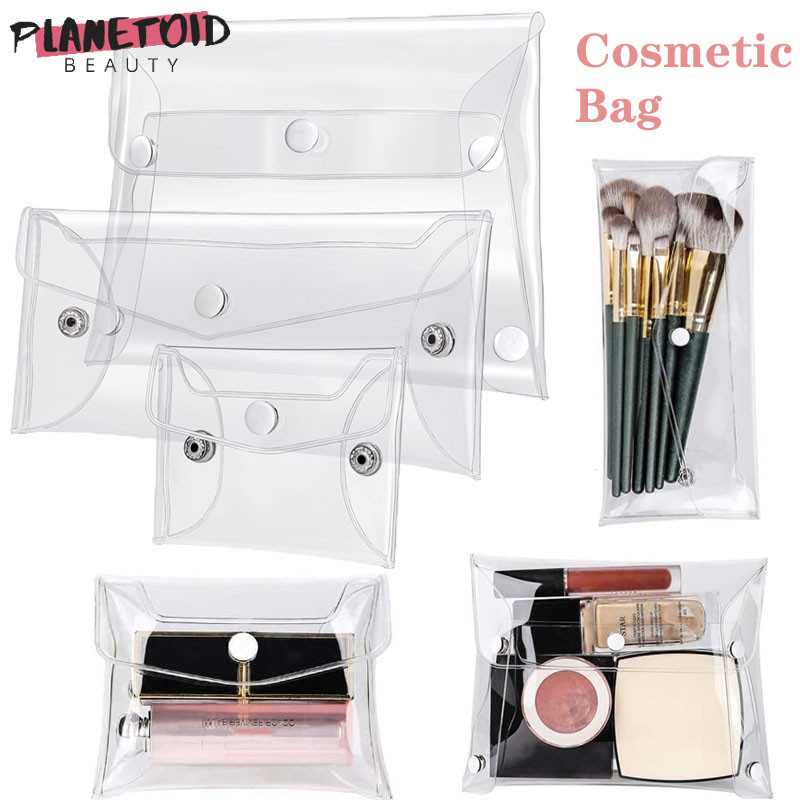 กระเป๋าแต่งหน้า Clear Organizer กระเป๋าเครื่องสําอางแบบพกพาแปรงชุด PVC โปร่งใสปากกา Bath Toiletry Wash