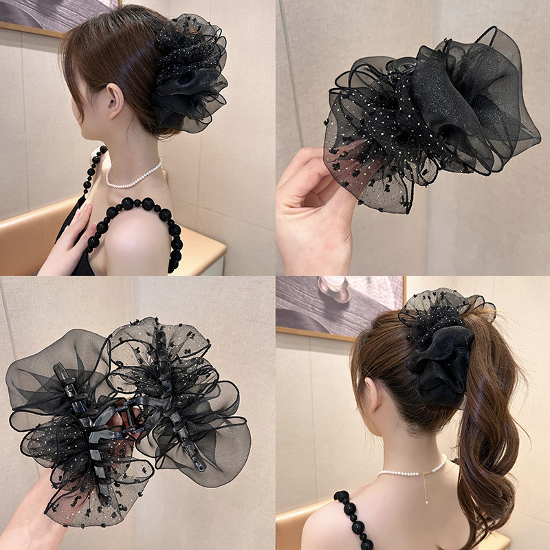 2025 ผ้ากอซสไตล์ใหม่ Polka Dot Double Cloud Bubble Grab Clip