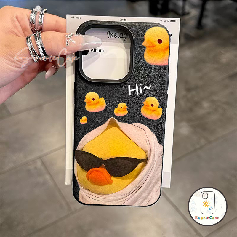 เป็ด เรียบง่าย เคสไอโฟน16 สำหรับ IPhone 15 11 12 16 13 14 Pro Max XR XS X 8Plus 7Plus Max 8 7 15 Plus SE เคสหนังนุ่ม