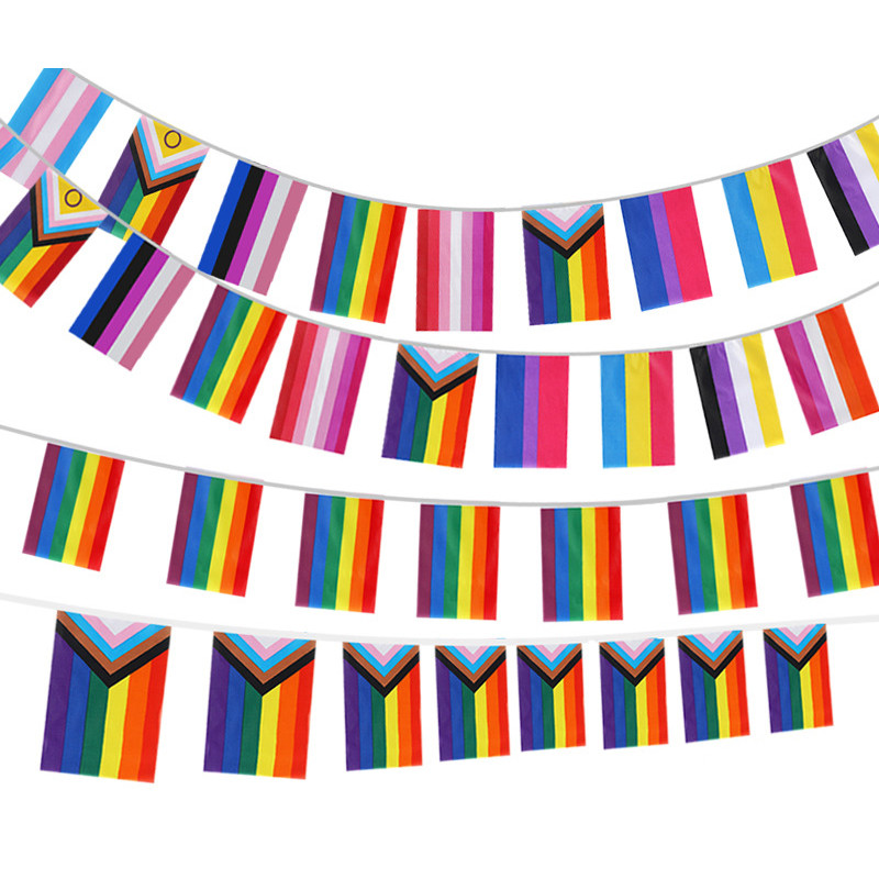 6-10M Rainbow Flag String of Flags เกย์ Pride Bisex เลสเบี้ยน Pansex LGBT Party ตกแต่ง