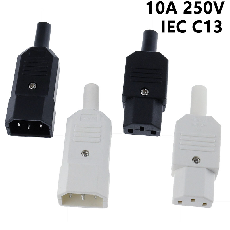 ใหม่ราคาขายส่ง 10A 250V สีดํา IEC C13 ชายปลั๊ก Rewirable Power Connector 3 pin ac ซ็อกเก็ต