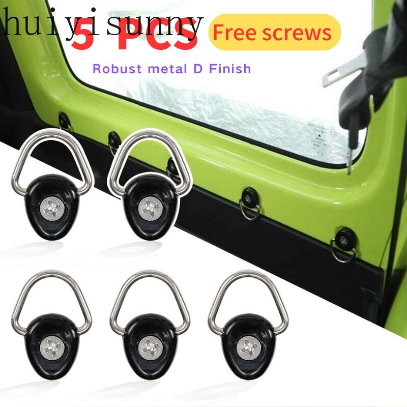 Hys Suzuki Jimny 5 ชิ้น/เซ็ตตะขอรถบรรทุก Cargo Tie-Down Anchors โลหะ D-Ring Buckle Trunk Trailer Cargo อุปกรณ์เสริม JB64 JB74W