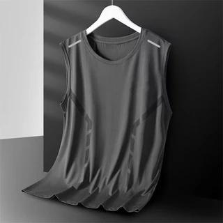 ฤดูร้อนตาข่ายแขนกุดเสื้อยืด Cool Breathable Quick-Drying เสื้อกั๊กผู้ชายสไตล์บางวิ่งออกกําลังกายกีฬาแฟชั่น All-Match