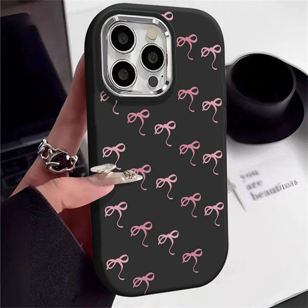 โบว์สีชมพู เคสโทรศัพท์ เคส Redmi 13C 12 9A 9C 10 9 10A 9T 12C 10C A1 Note 12 8 10 13 11 Pro 10s 9 11s POCO X3 M5S - รูปที่ 3