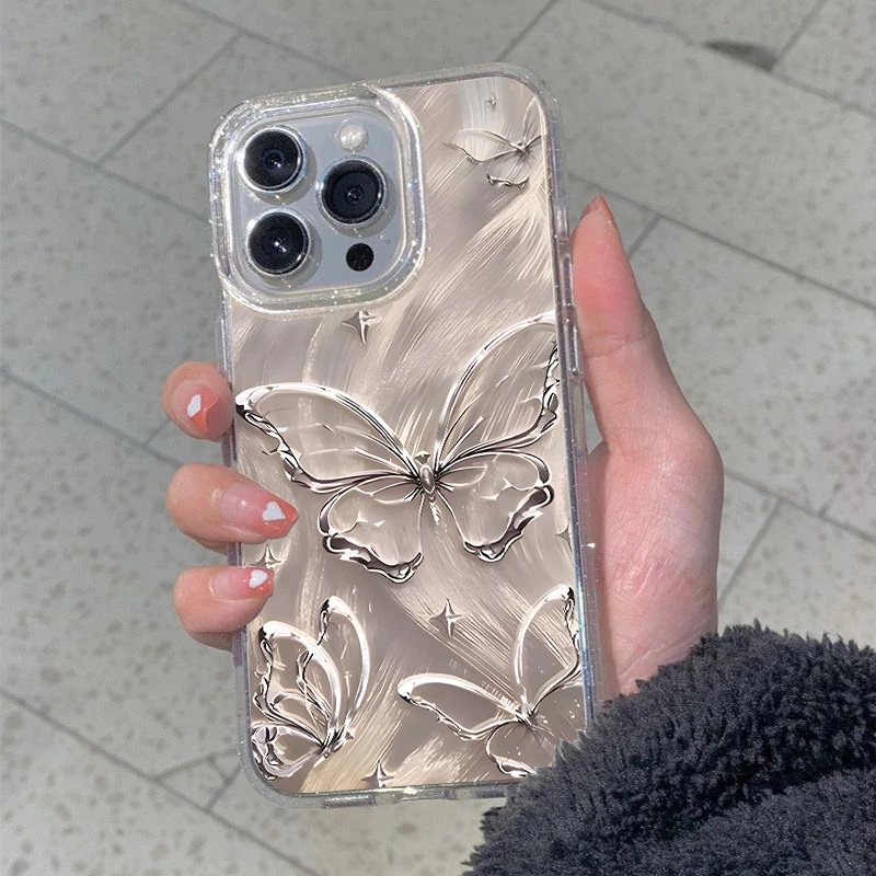 สีใสกากเพชร สำหรับรุ่นไอโฟน 16 15 7 8plus x xr xsmax 17 16 11 14 12 13 15 Pro max 16 Pro เคสไอโฟน11ผีเสื้อทอง