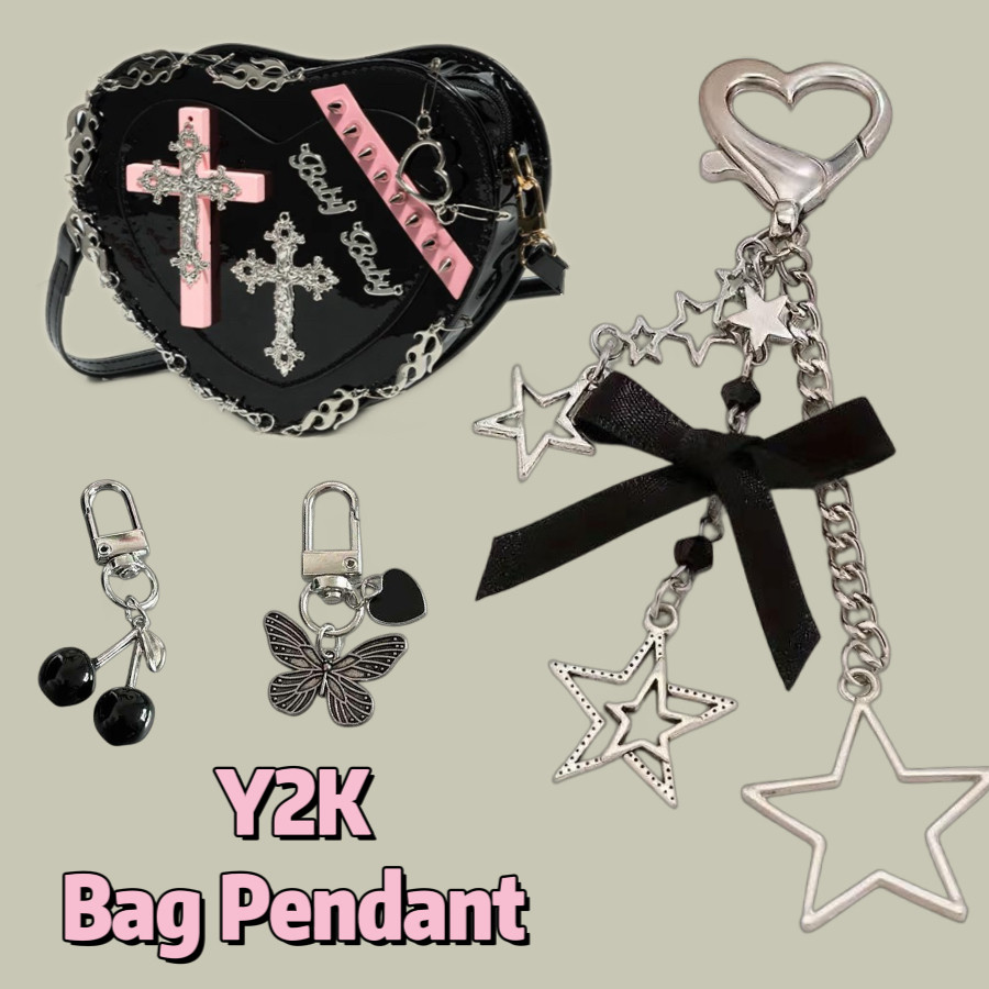 ผีเสื้อ Star จี้โทรศัพท์ Charm เชือกสีดําลูกปัดพวงกุญแจแฟชั่น Bows พวงกุญแจเครื่องประดับสําหรับโทรศัพท์คีย์กระเป๋า
