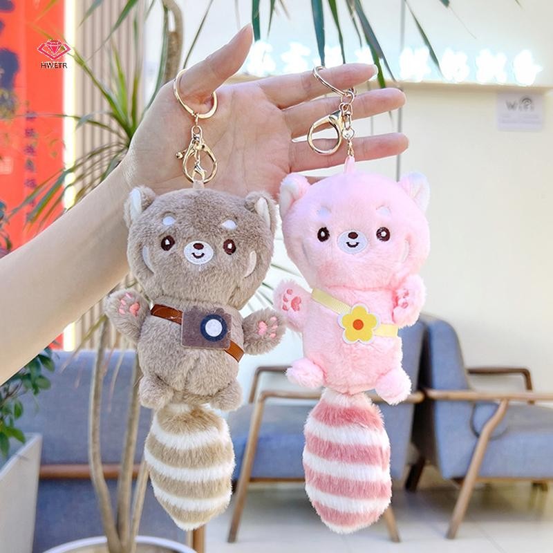 HWETR การ์ตูนตุ๊กตาสัตว์กระรอกน้อยพวงกุญแจประณีตน่ารักจี้ Plush Kawaii ตุ๊กตาสัตว์พวงกุญแจกระเป๋าตกแต่งของขวัญใหม่