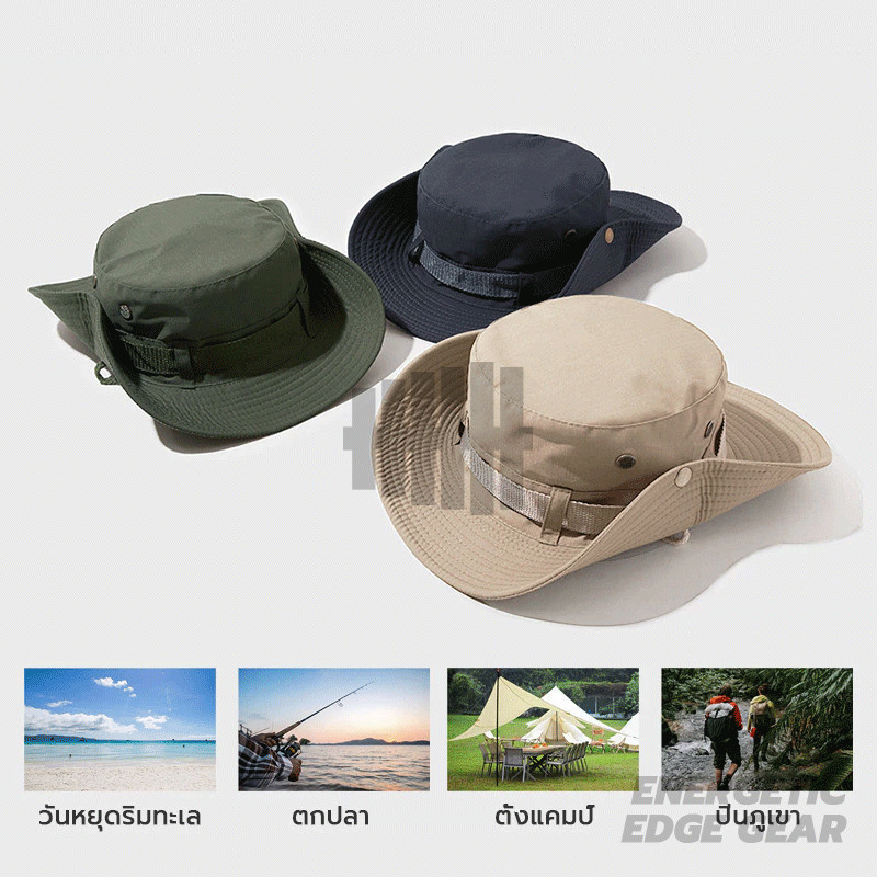 หมวกกันแดด หมวกบักเก็ต หมวกเดินป่า มีสายคล้องคอ ปีกกว้าง กันแดด ตั้งแคมป์ ใส่ได้ทั้งชายหญิง - รูปที่ 6