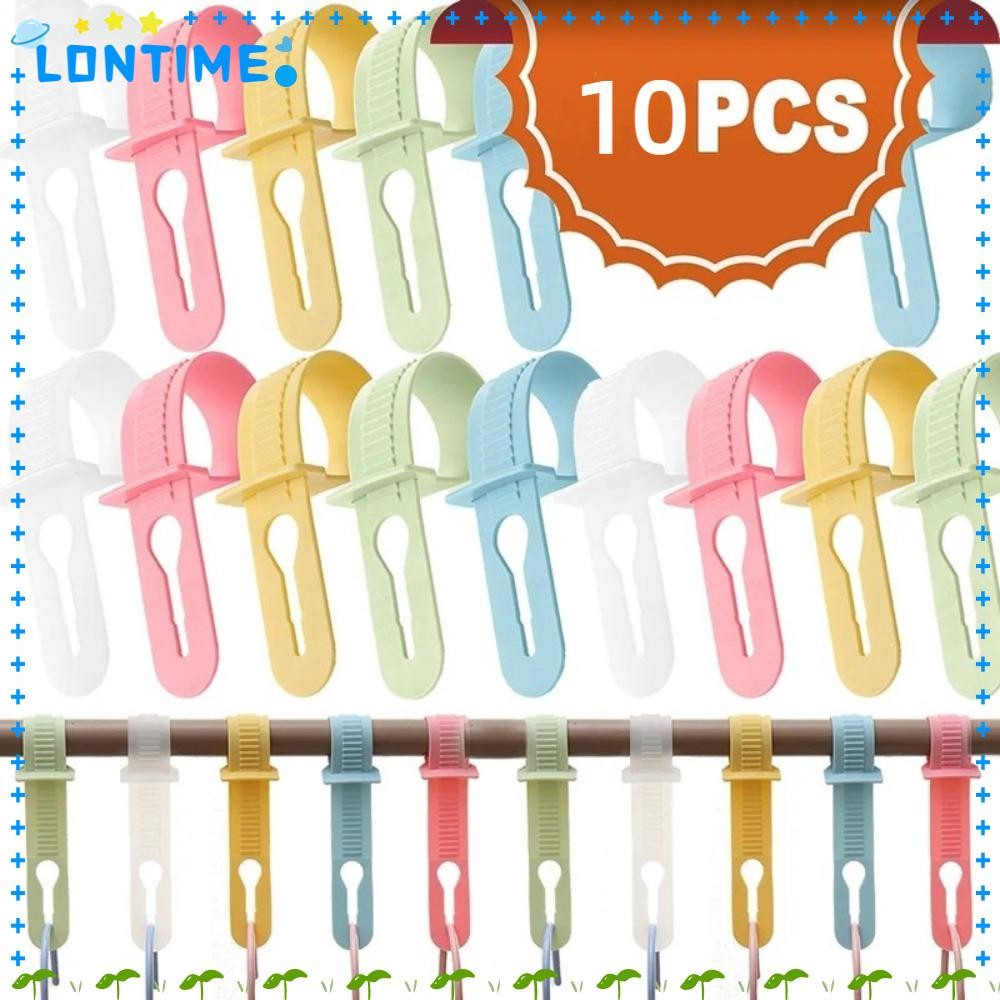 LONTIME 10 ชิ้นแขวนหัวเข็มขัด,คุณภาพสูง PP Anti-slip ล็อคคงที่แขวน,ป้องกันการถอดก้านเสื้อผ้าปรับ Windproof บ้านเสื้อผ้าตู้เสื้อผ้า Organizer