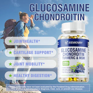 Xemenry - Glucosamine Chondroitin Veggie Caps - อาหารเสริมซัพพอร์ตร่วม สารต้านอนุมูลอิสระ MSM กํายานขมิ้น All-in-One Ingredient