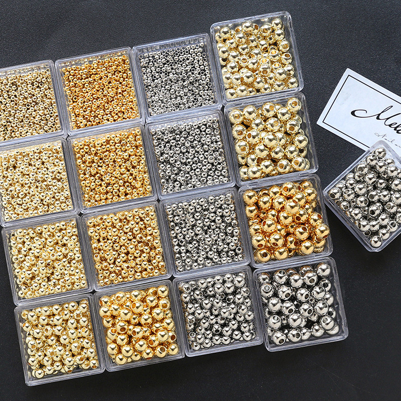 ลูกปัด Spacer ชุบสีทอง/เงิน 18K 2-6มม. สำหรับทำเครื่องประดับ DIY