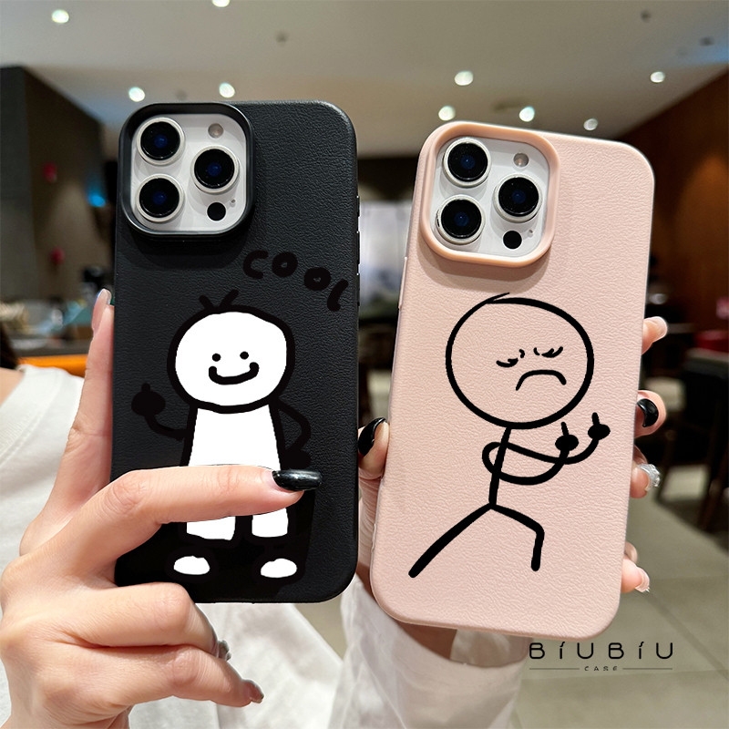เข้ากันได้กับ iphone 16 Pro Max 15 ปลอก Simple line art stick รูป 11 12 13 14 Pro 7 8 Plus X XR XS M