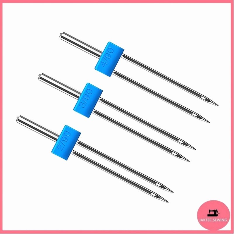 Twin needle เข็มจักรกระเป๋าหิ้ว เข็มคู่ห่าง พร้อมขนาด2mm 3mm 4mm  เข็มคู่ห่าง เข็มจักรบ้าน จักรกระเป๋าหิ้ว จักรซิกเเซก ( - รูปที่ 4