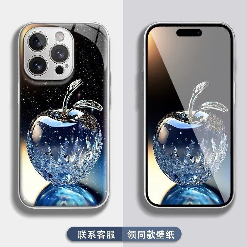 Starry Sky Blue Crystal Apple เคสโทรศัพท์สําหรับ iPhone 16Promax 15 แก้ว 14plus 13mini 12promax ออกแบบมาน้อยที่สุด 11pro 6 7 8 Anti Drop Full Pack Case