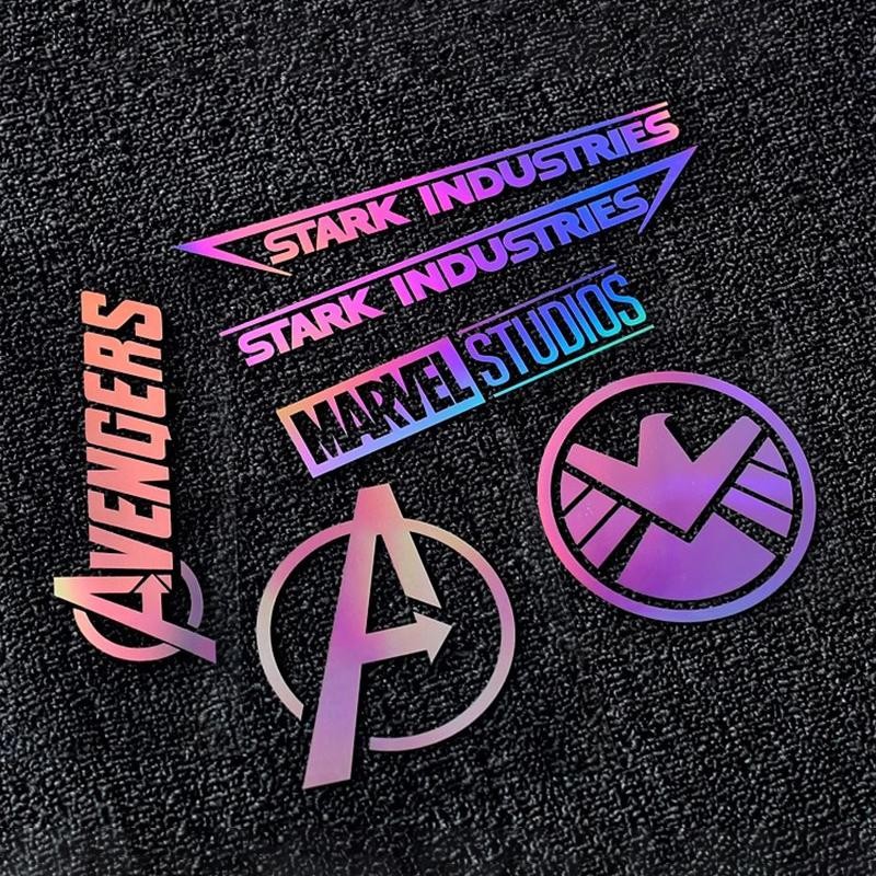 NLE Iron Man Avenger รถสีดําสติกเกอร์สะท้อนแสงรถจักรยานยนต์รถบรรทุกรถสติกเกอร์ที่มองไม่เห็นสะท้อนแสง