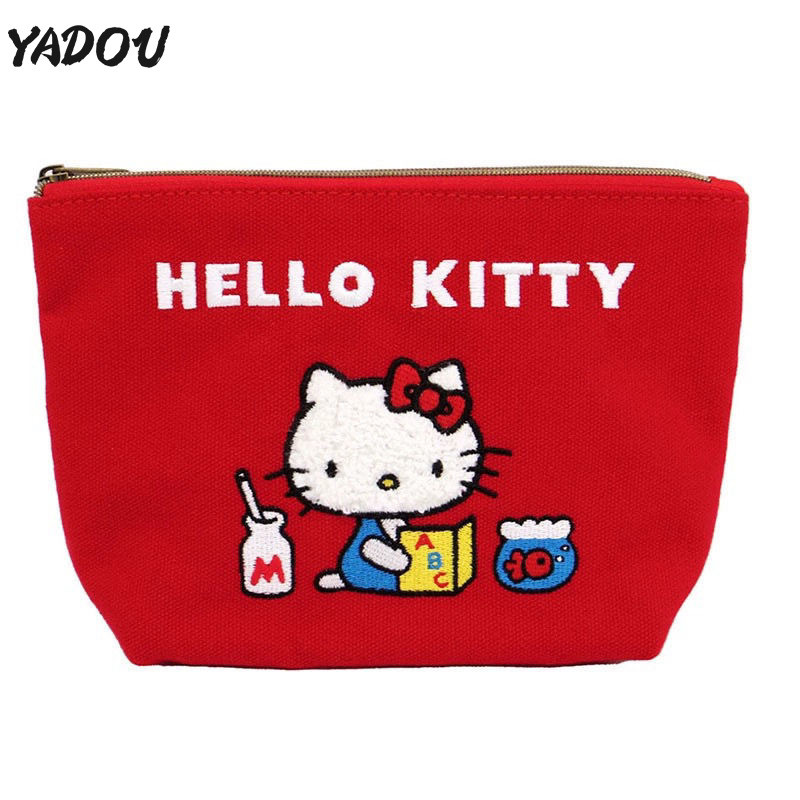 YADOU กระเป๋าเครื่องสําอางธีม Hello Kitty พร้อมเสน่ห์น่ารักและปิดซิป
